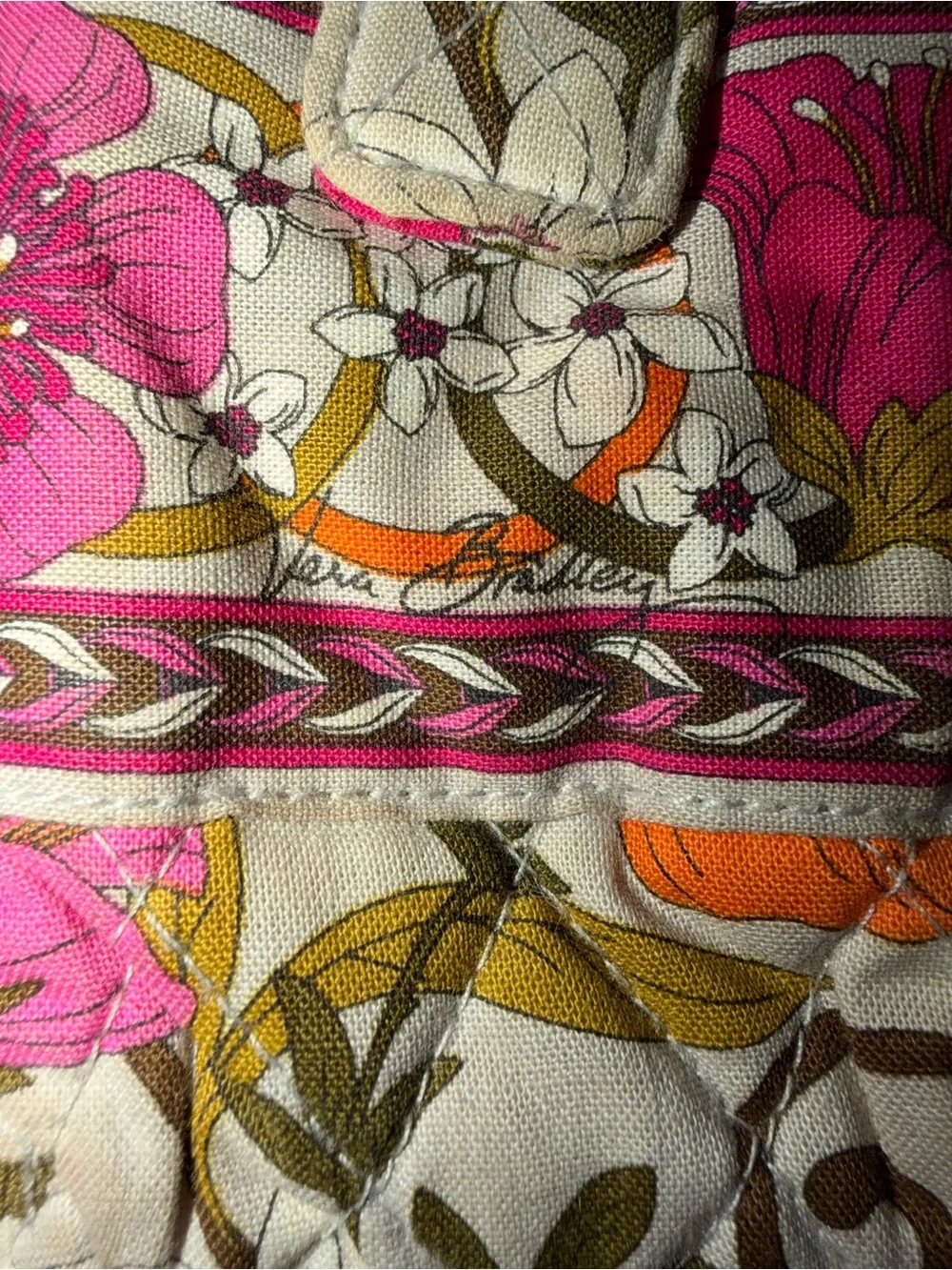 Vera Bradley Pink Orange Floral Quilted Wristlet Wallet
